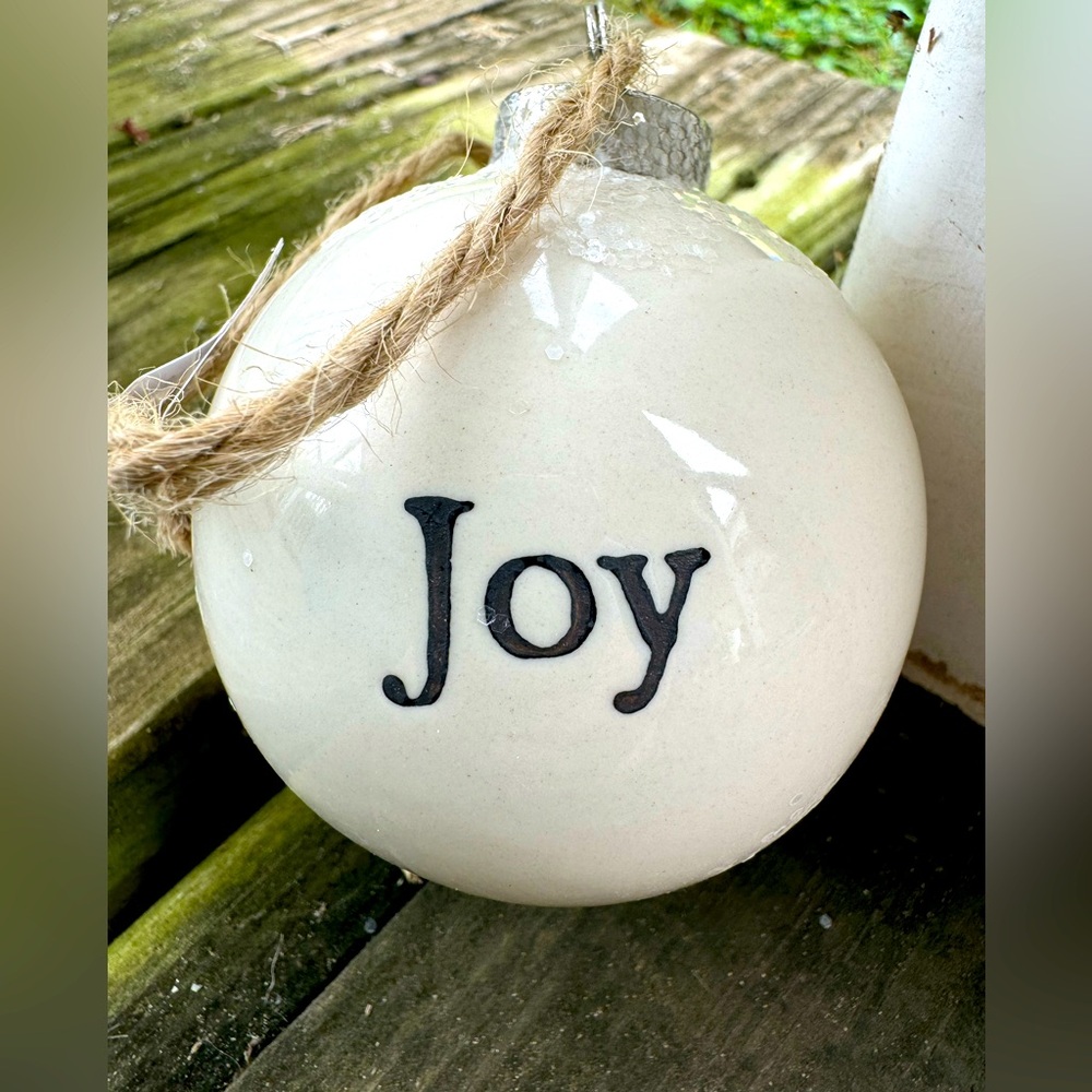 White Joy Ceramic Ornament